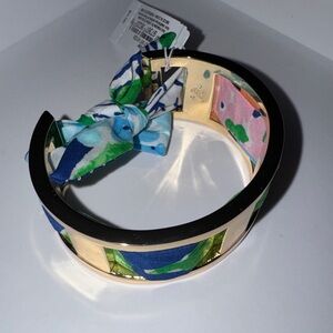 NWT Lilly Pulitzer Gold Bangle with fabric Lydia the Lion GWP bracelet New